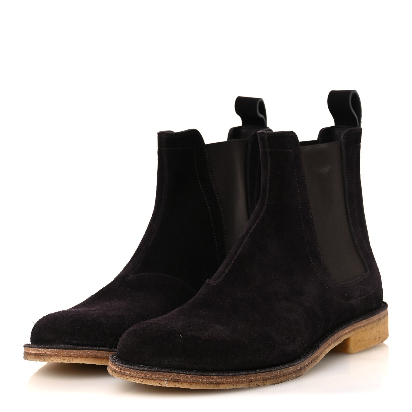 Suede Calfskin Rubber Sole Chelsea Boots 41 Espresso