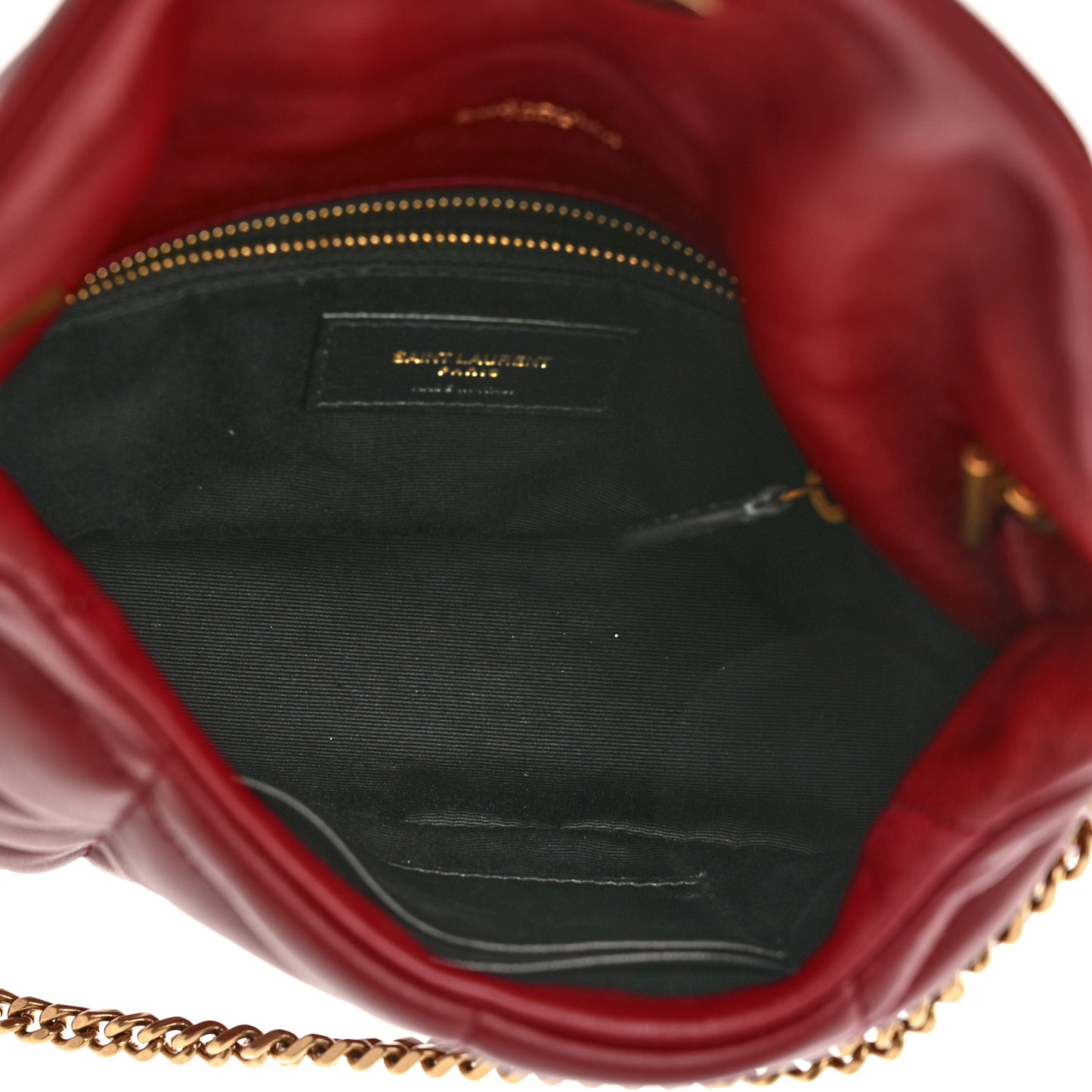 Lambskin Quilted Mini Loulou Puffer Monogram Chain Satchel Red