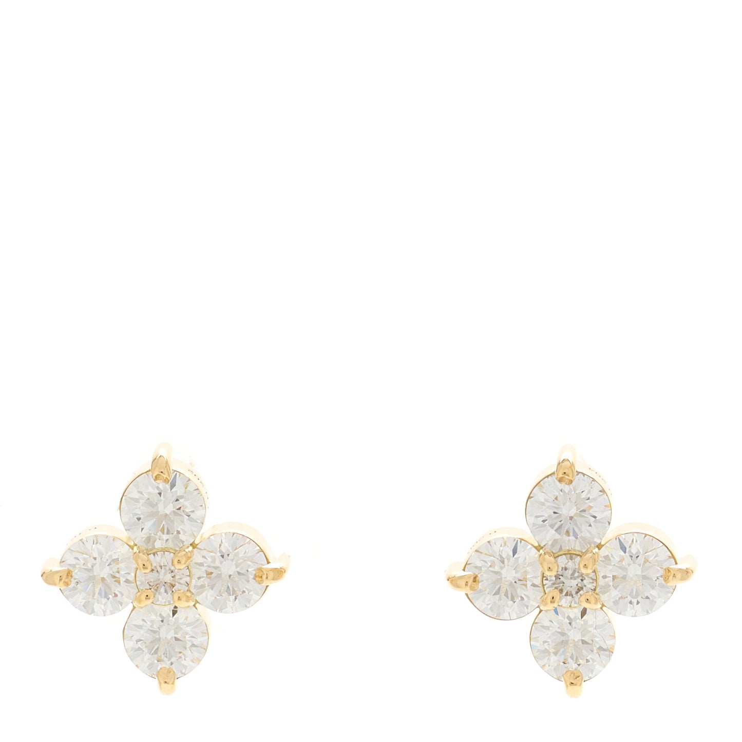 18K Yellow Gold Diamond 1.66ctw Flower Stud Earrings