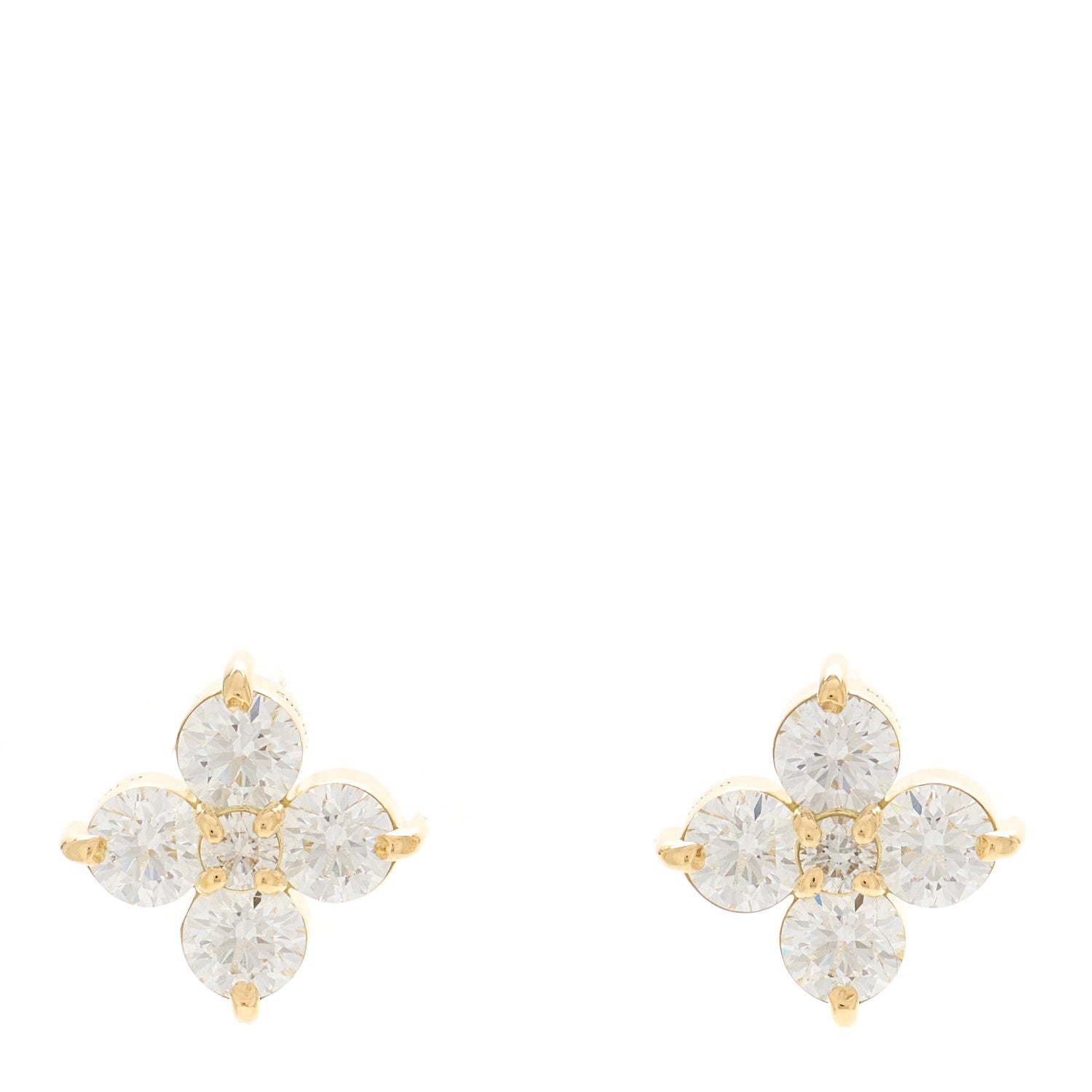 Parker & West by FASHIONPHILE 18K Yellow Gold Diamond 1.66ctw Flower Stud Earrings 1 of 6