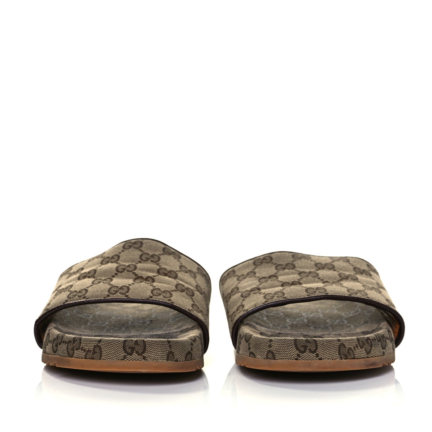 Canvas GG Monogram Mens Slide Sandals 10 Beige
