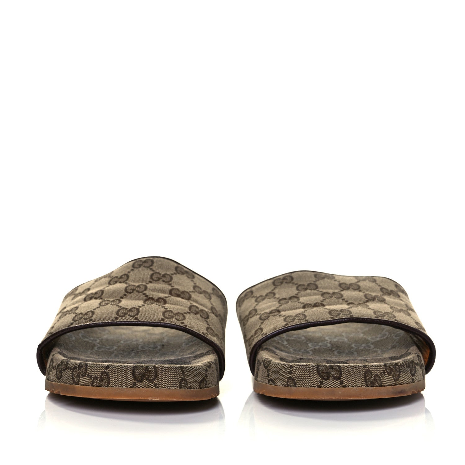 Gucci Canvas GG Monogram Mens Slide Sandals 10 Beige 2 of 9