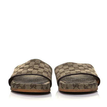 Gucci Canvas GG Monogram Mens Slide Sandals 10 Beige 2 of 9