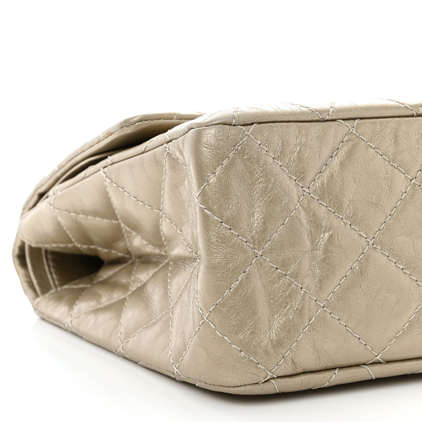 Metallic Aged Calfskin Quilted 2.55 Reissue 227 Flap Pale Gold