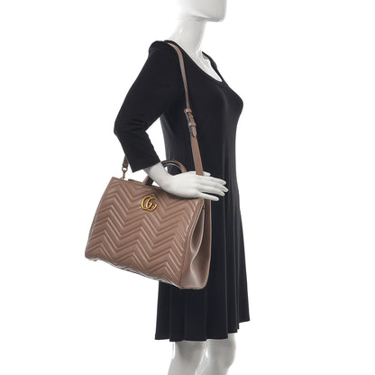 Gucci Calfskin Matelasse Medium GG Marmont Tote Porcelain Rose 2 of 10