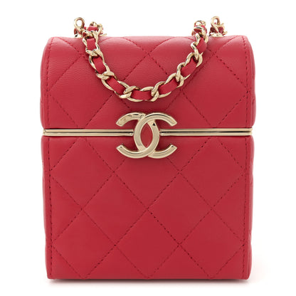 Chanel Lambskin Quilted Small Box With Chain Red 1 of 11