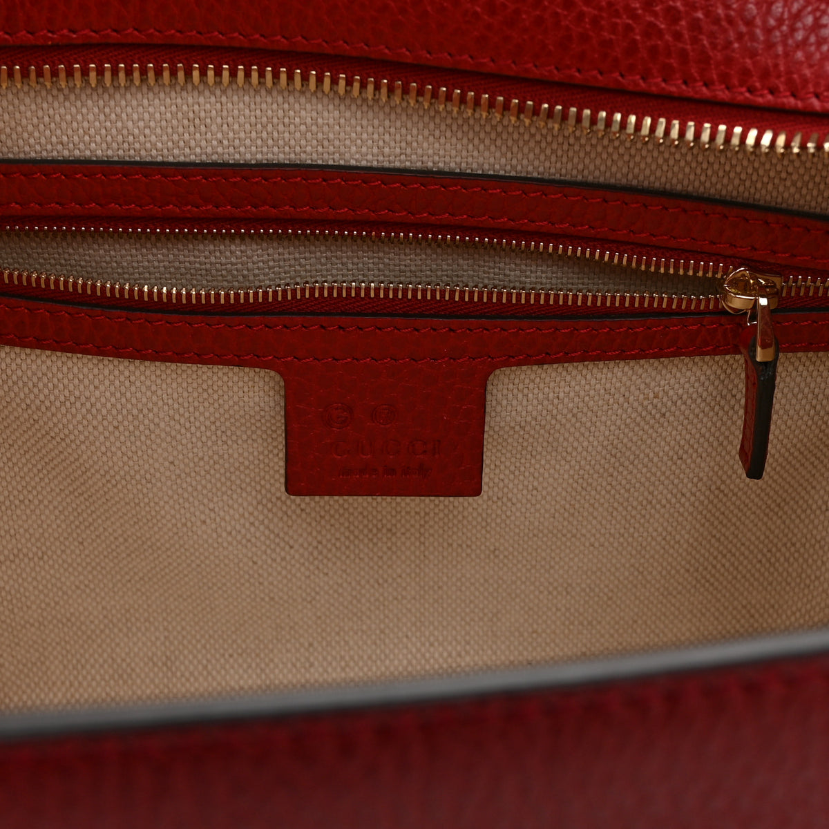 Gucci Dollar Calfskin Medium Soho Top Handle Satchel Hibiscus Red 6 of 11