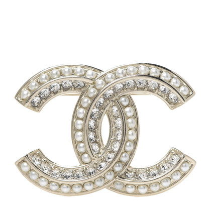 Chanel Crystal Pearl Chain Mania CC Brooch Gold 1 of 3