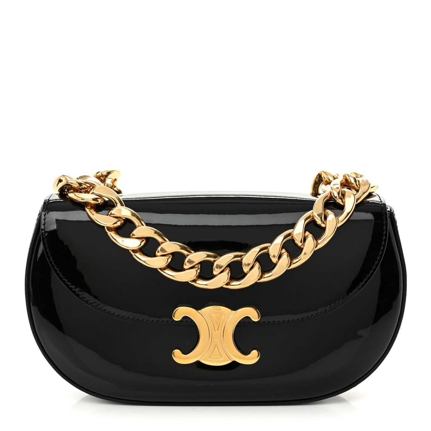 Patent Calfskin Talulah Besace Chain Shoulder Bag Black