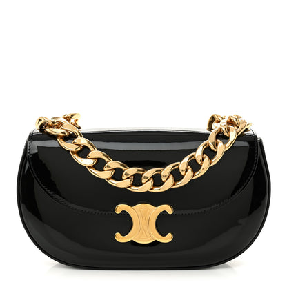 Celine Patent Calfskin Talulah Besace Chain Shoulder Bag Black 1 of 11