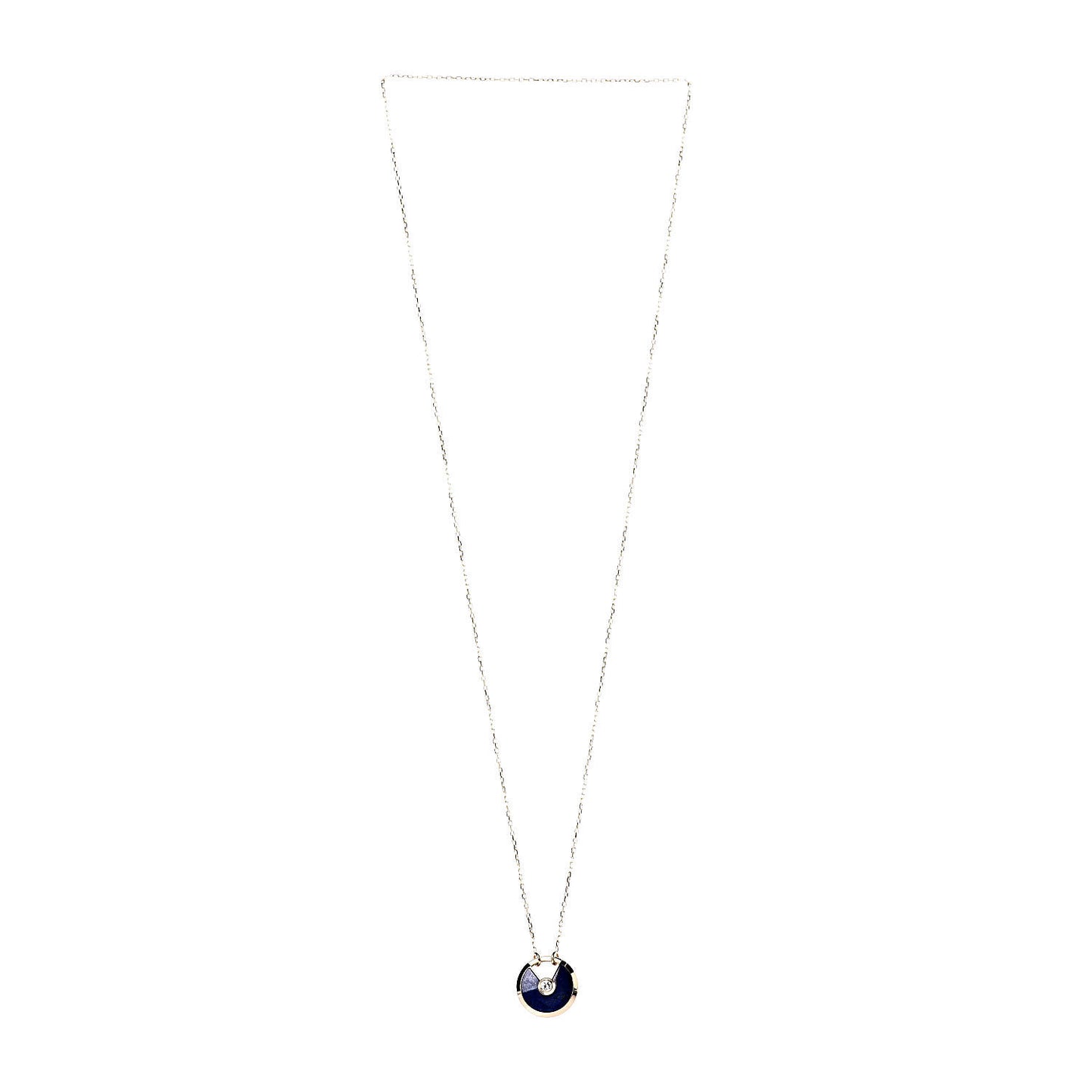 18K Yellow Gold Diamond Lapis Lazuli SM Amulette de Cartier Pendant Necklace