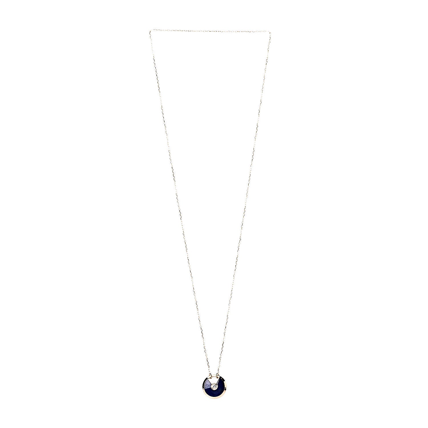 Cartier 18K Yellow Gold Diamond Lapis Lazuli SM Amulette de Cartier Pendant Necklace 3 of 5
