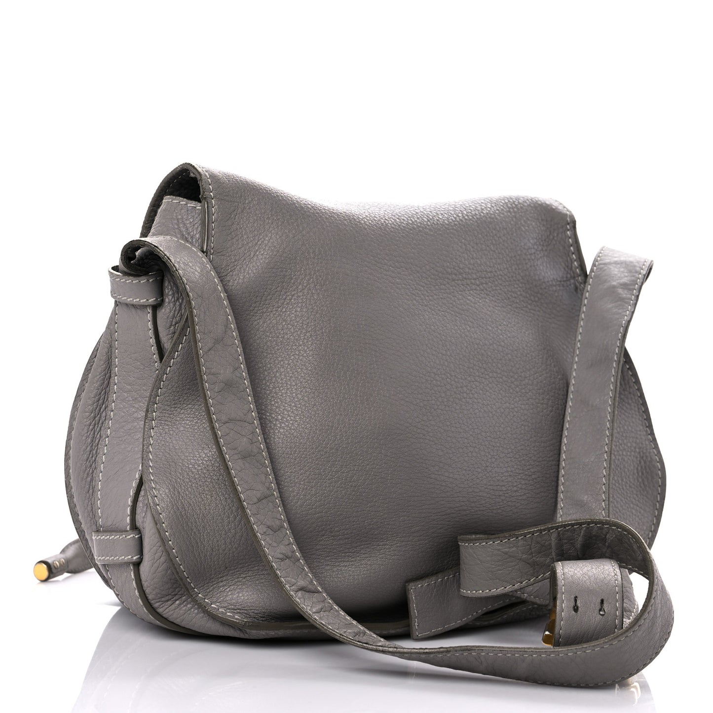 Calfskin Medium Marcie Round Crossbody Bag Cashmere Grey