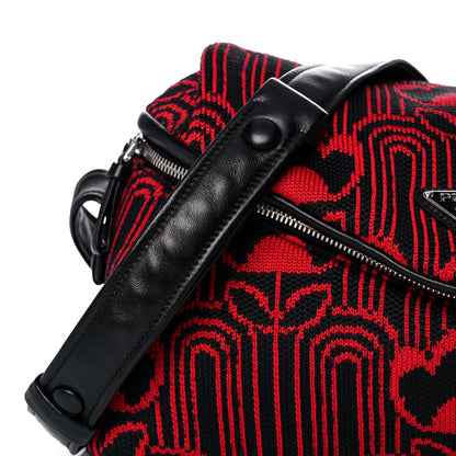 Prada Maglia Jacquard Signaux Bag Black Rosso 8 of 13