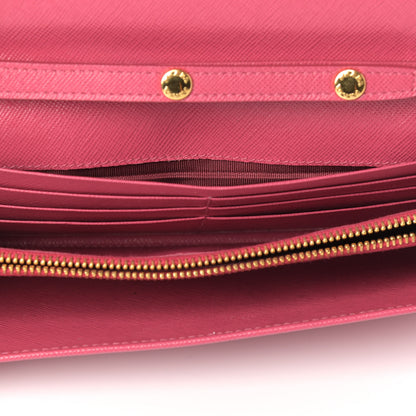 Prada Saffiano Metal Oro Chain Wallet Ibisco 13 of 20