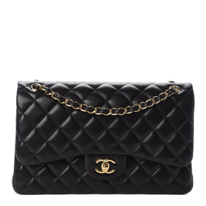Chanel Lambskin Quilted Jumbo Double Flap Black 1 of 10