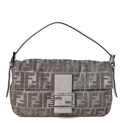 Fendi Metallic Lurex Zucca Vitello Baguette Oro Argento 1 of 10