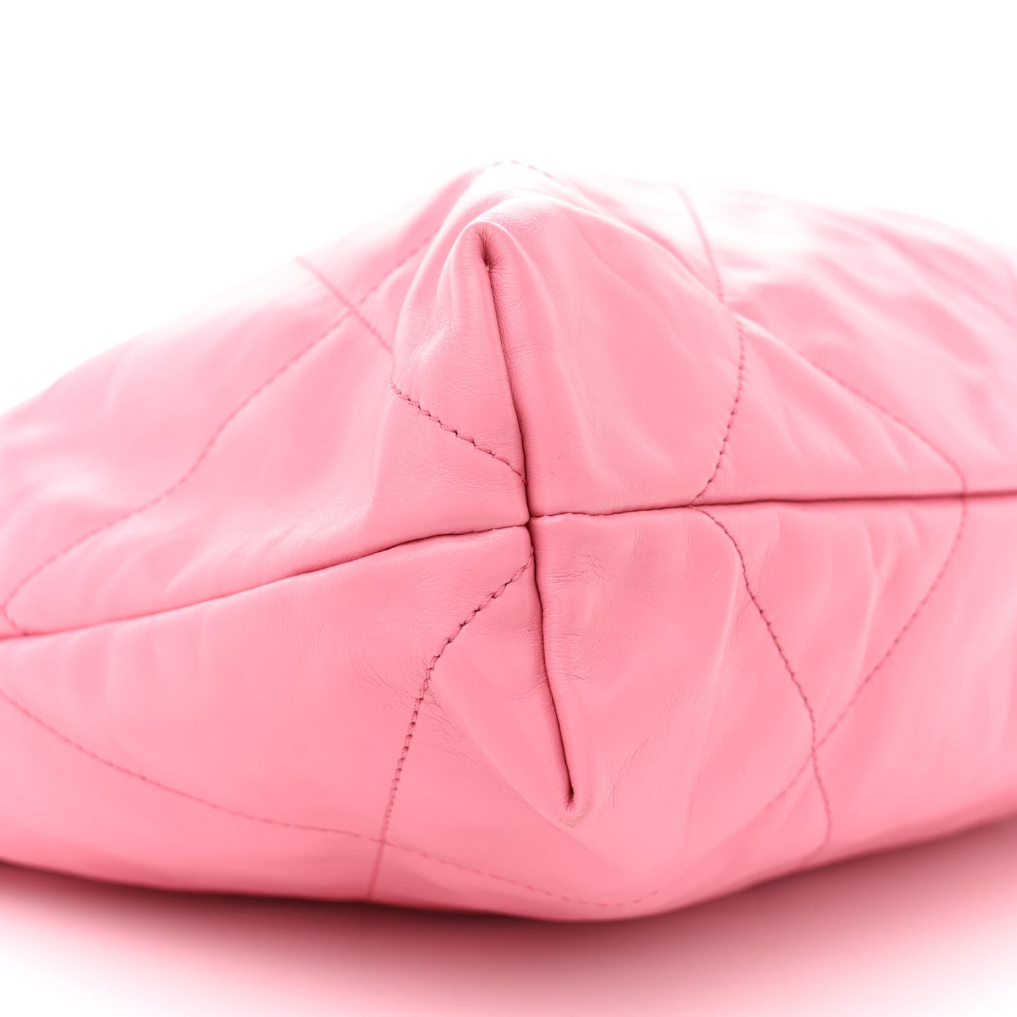 Shiny Calfskin Quilted Chanel 22 Drawstring Bag Pink