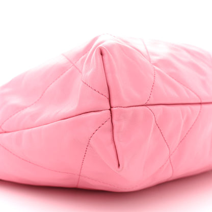Chanel Shiny Calfskin Quilted Chanel 22 Drawstring Bag Pink 11 of 14