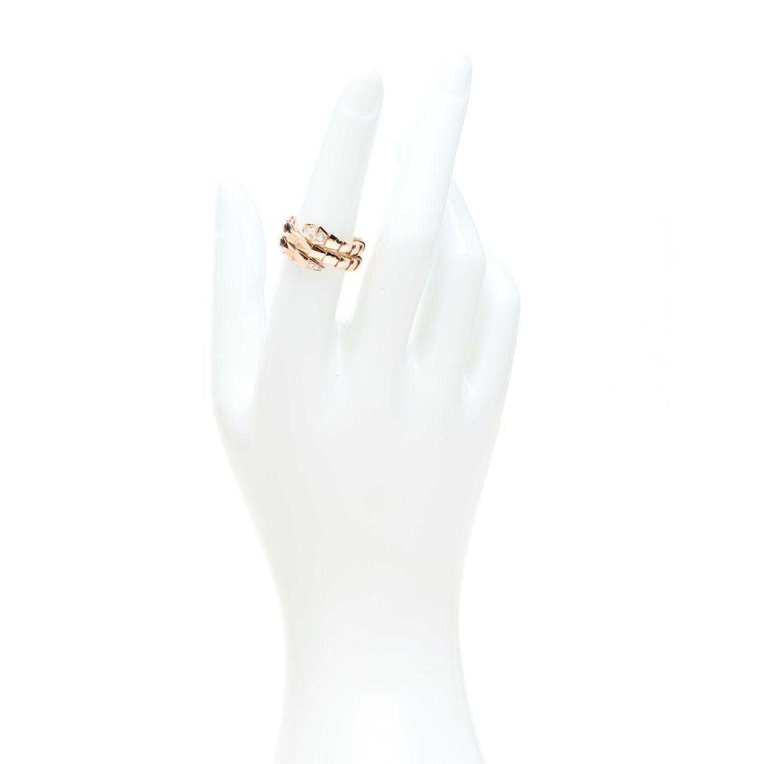 Bulgari 18K Rose Gold Diamond Serpenti Viper Wrap Ring M 2 of 6