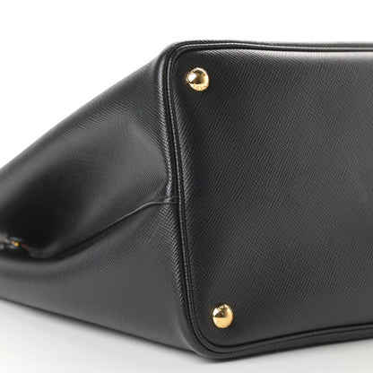 Prada Saffiano Cuir Large Double Bag Black Fuoco 9 of 12