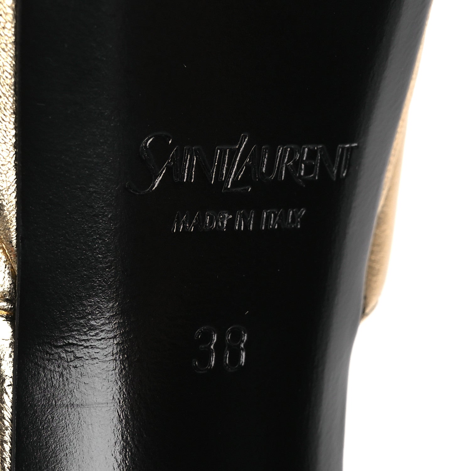 Saint Laurent Metallic Calfskin Debbie 85 Platform Sandals 38 Egypt Gold 3 8 of 13