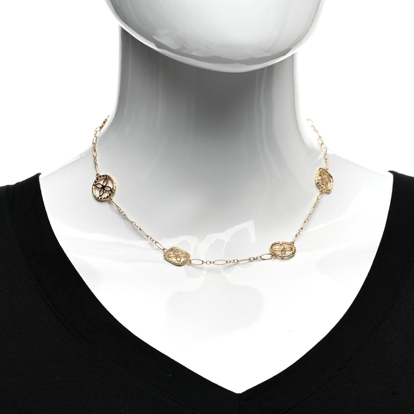 18K Yellow Gold Batu Kawung Station Necklace 16"