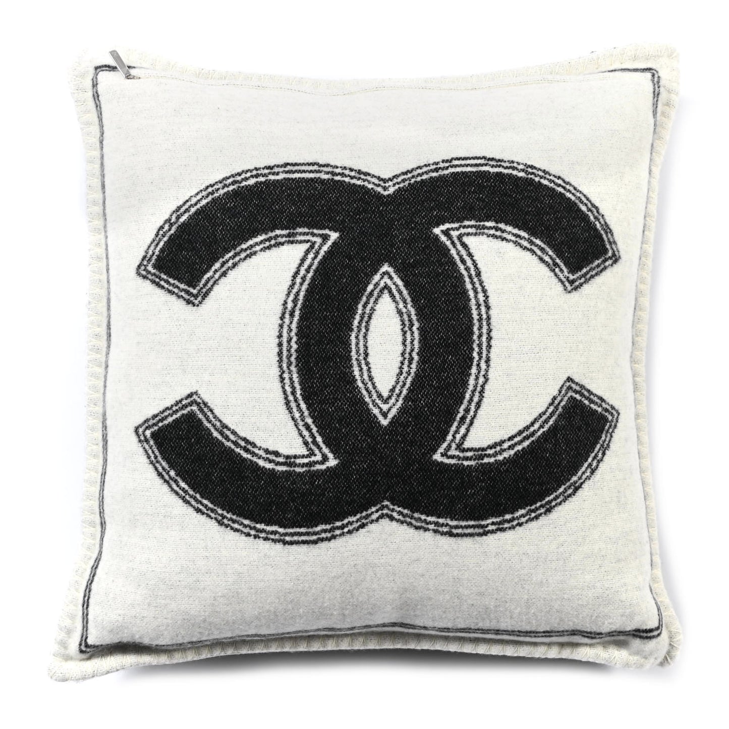 Merino Wool Cashmere CC Pillow Black White