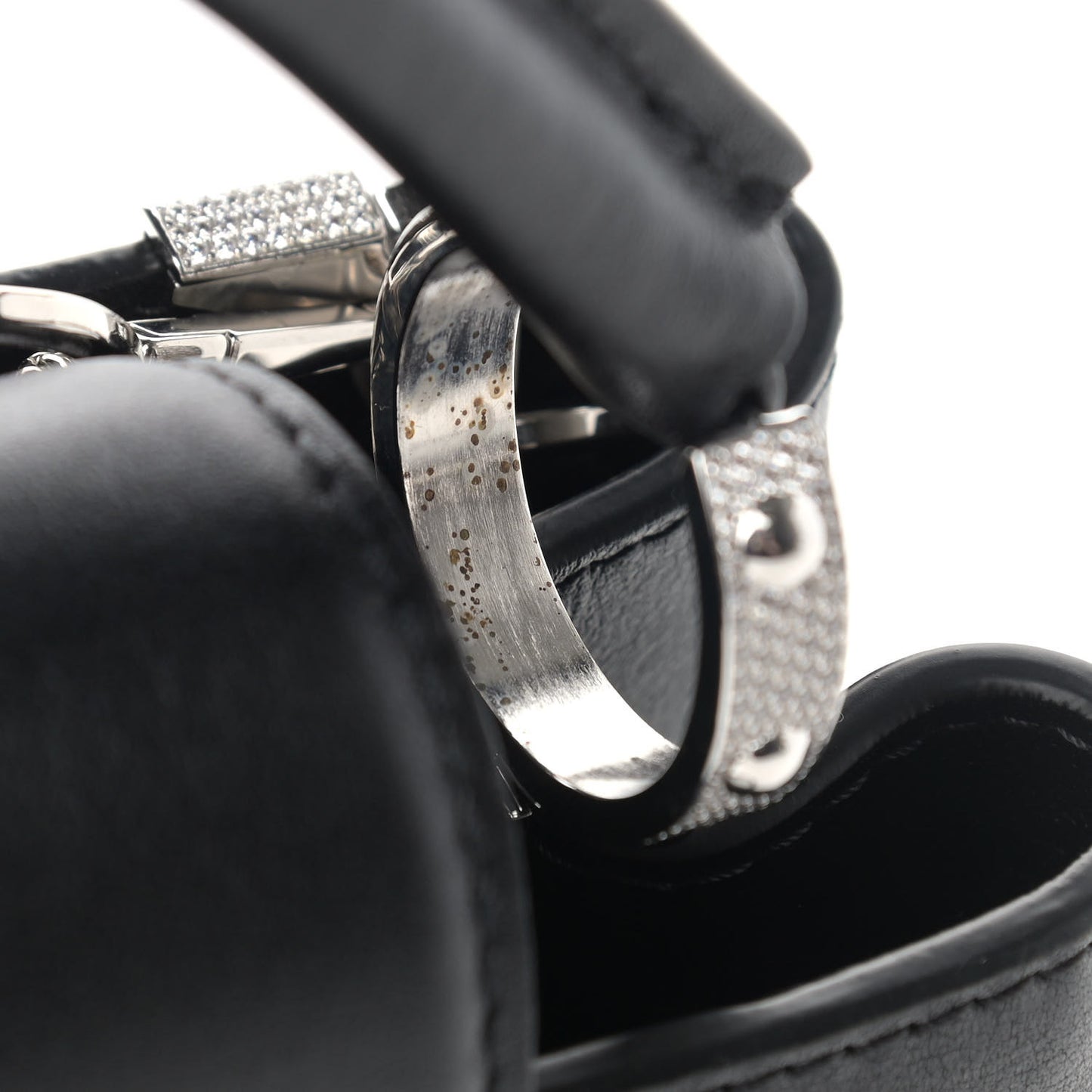Smooth Calfskin Crystal Flowers Capucines BB Black