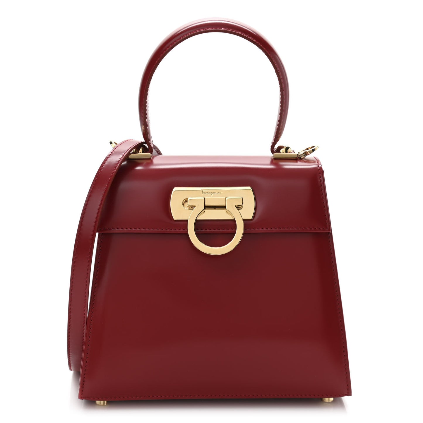 Brushed Off Calfskin Small Iconic Top Handle Red
