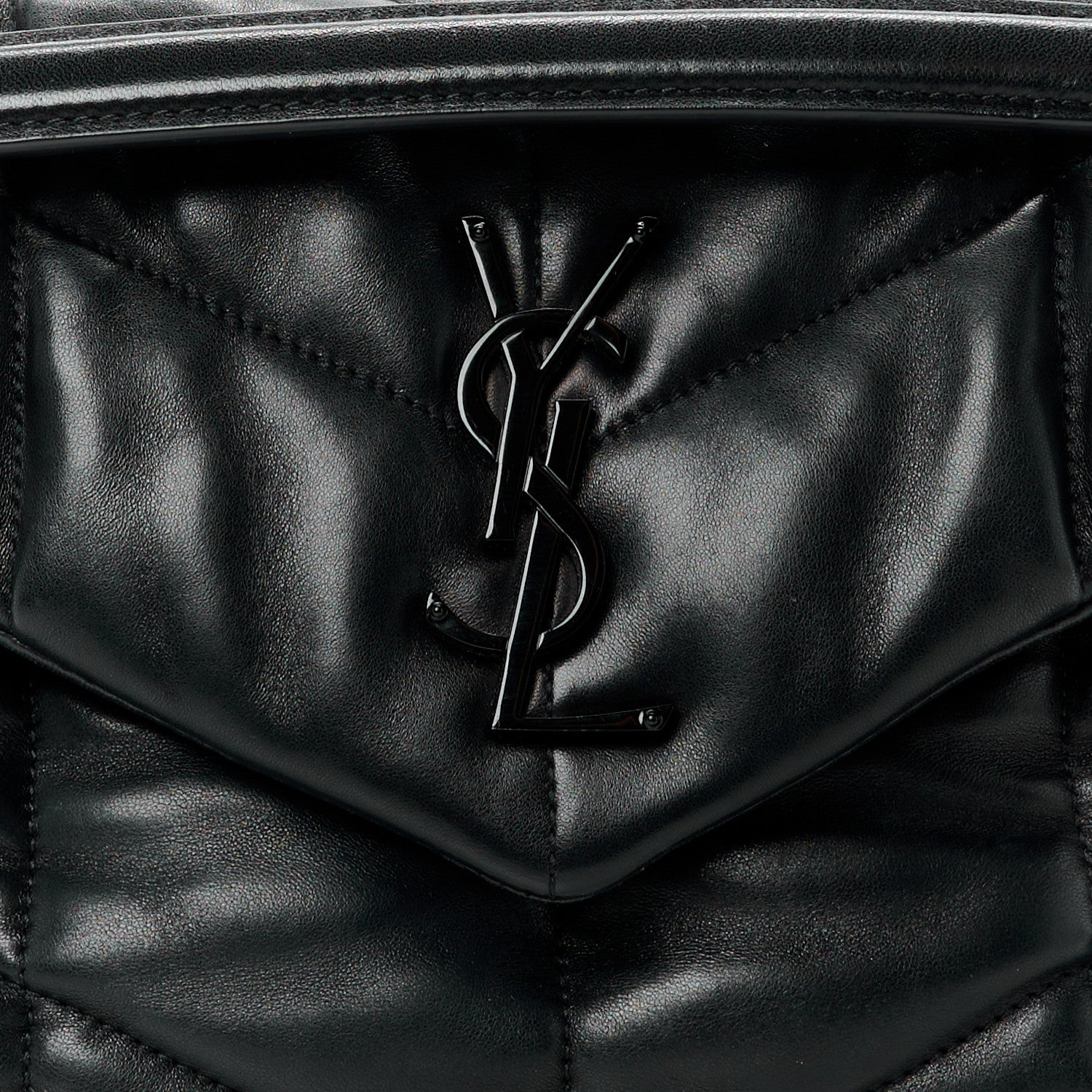 Saint Laurent Lambskin Quilted Monogram Monochrome Small Loulou Puffer Chain Satchel Black 9 of 11