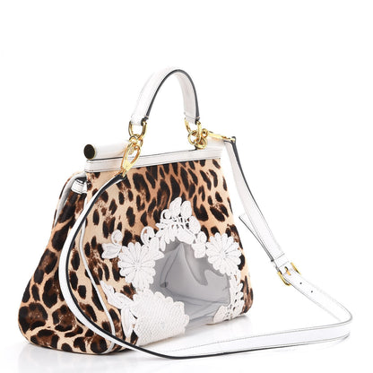 Dolce & Gabbana Calf Hair Leopard Print Lace Large Miss Sicily Satchel White 5 of 23
