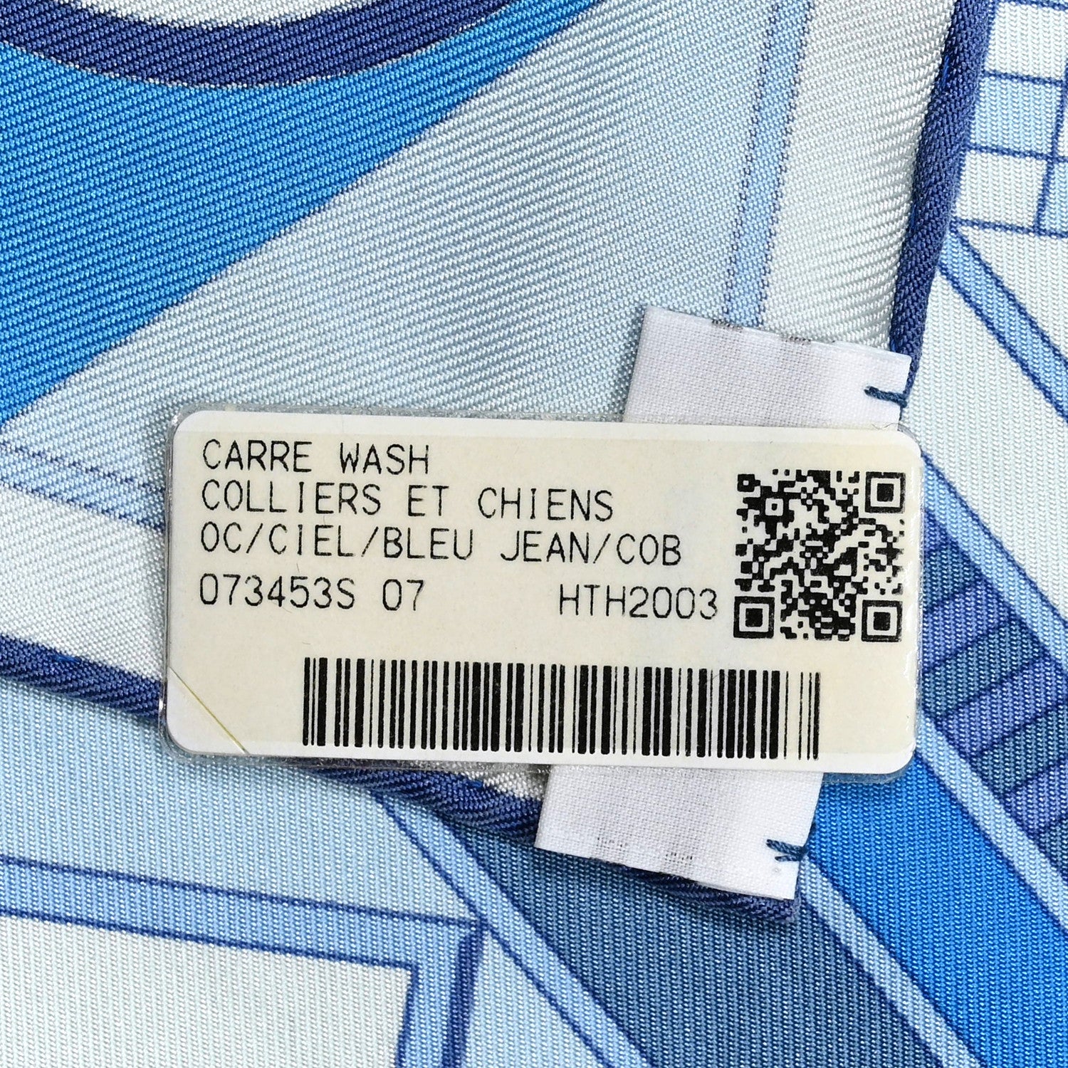 Hermes Silk Carre Wash Colliers de Chiens Scarf 90 Bleu Jean Cobalt 5 of 5