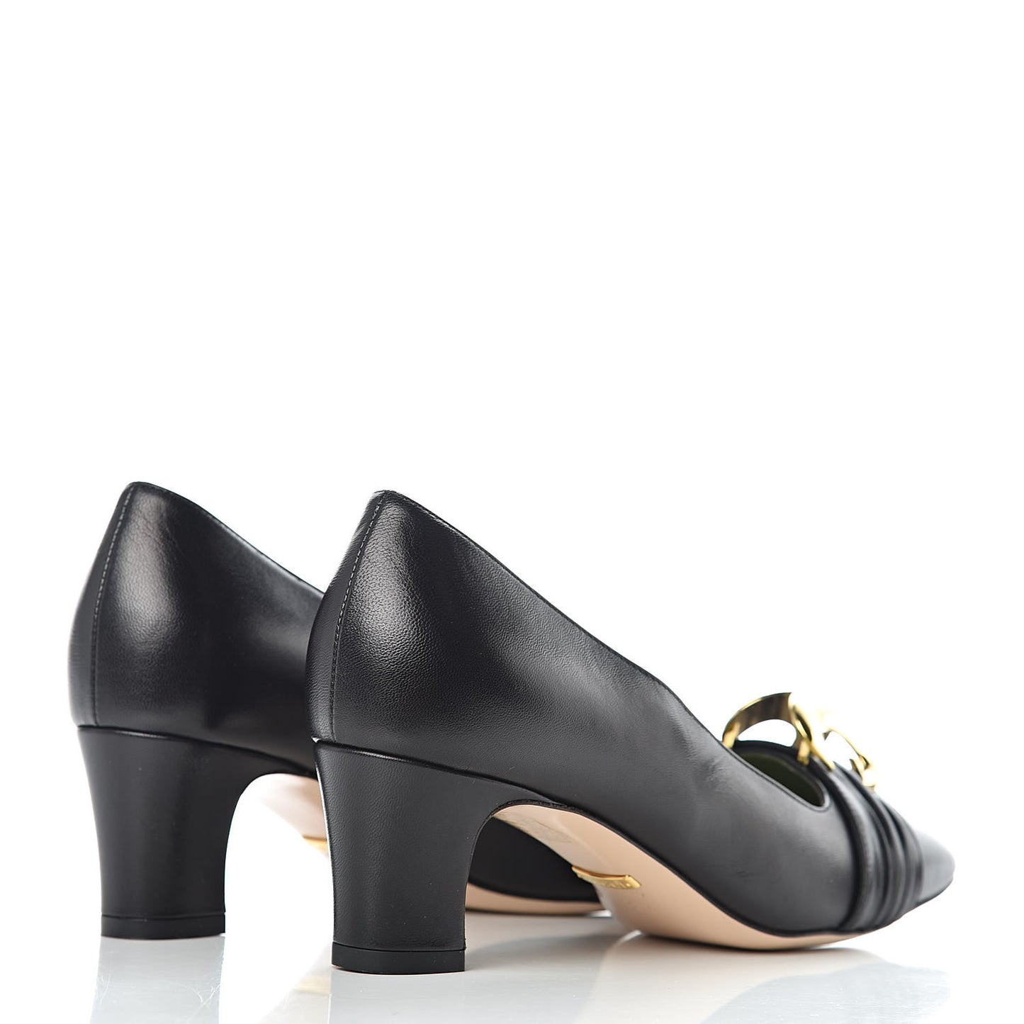 Malaga Kid Half Moon GG Square Toe Pumps 36.5 Black