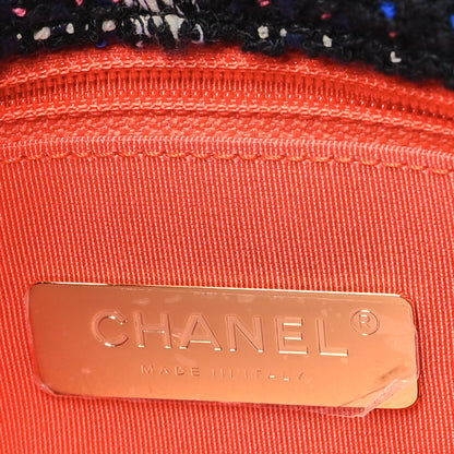 Chanel Tweed Quilted Large Chanel 19 Flap Black Orange Blue 6 of 11