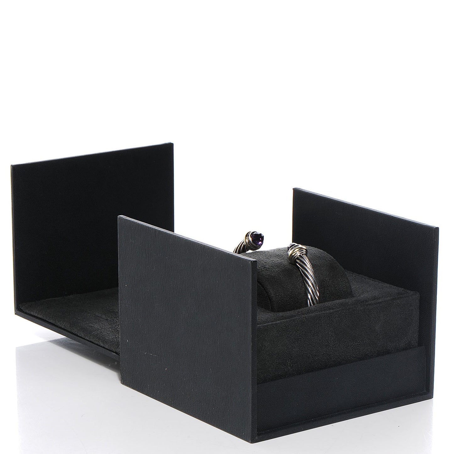 Sterling Silver 14K Yellow Gold Amethyst 7mm Cable Classics Bracelet