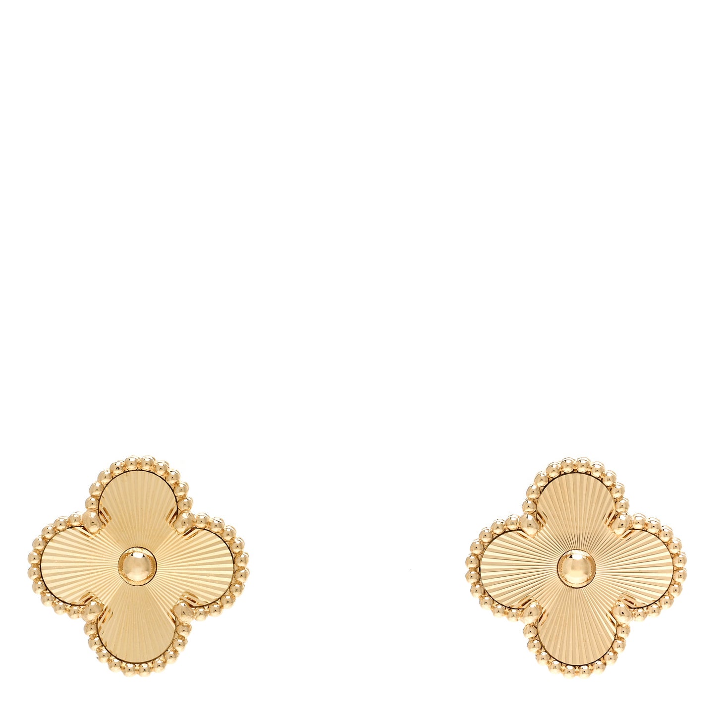 18K Yellow Gold Guilloche Vintage Alhambra Earrings