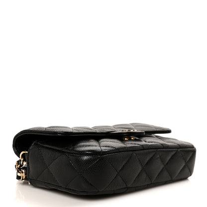 Chanel Caviar Quilted Flap Phone Holder With Chain Black Black 5 of 14