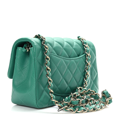 Chanel Lambskin Quilted Mini Rectangular Flap Green 3 of 10