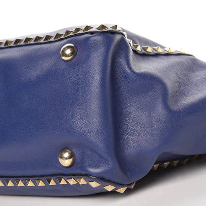 Valentino Garavani Vitello Medium Rockstud Tote Blue China 14 of 18