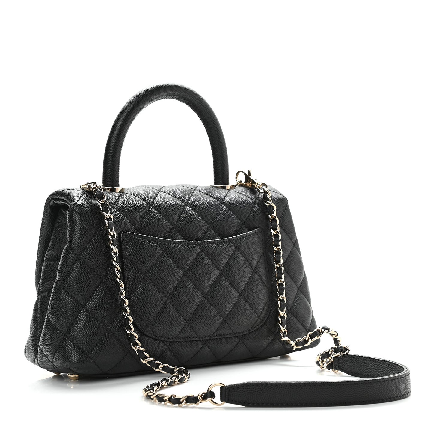 Caviar Quilted Mini Coco Handle Flap Black