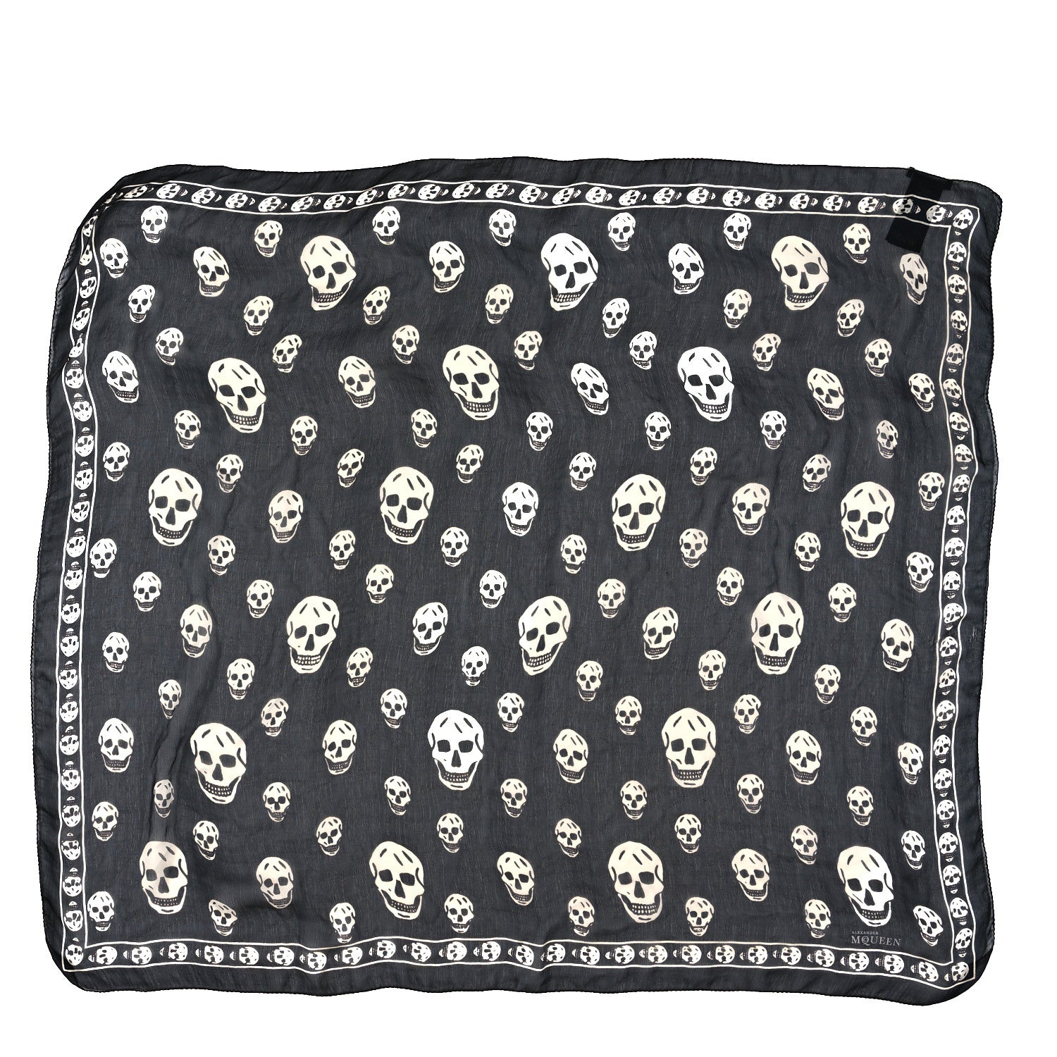 Alexander McQueen Silk Chiffon Skull Scarf Black Ivory 1 of 3