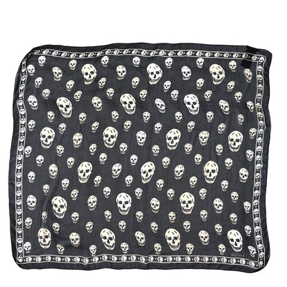Alexander McQueen Silk Chiffon Skull Scarf Black Ivory 1 of 3