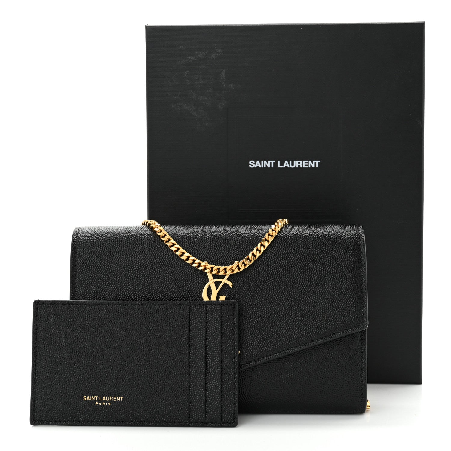 Saint Laurent Grain de Poudre Uptown Chain Wallet Black 11 of 11