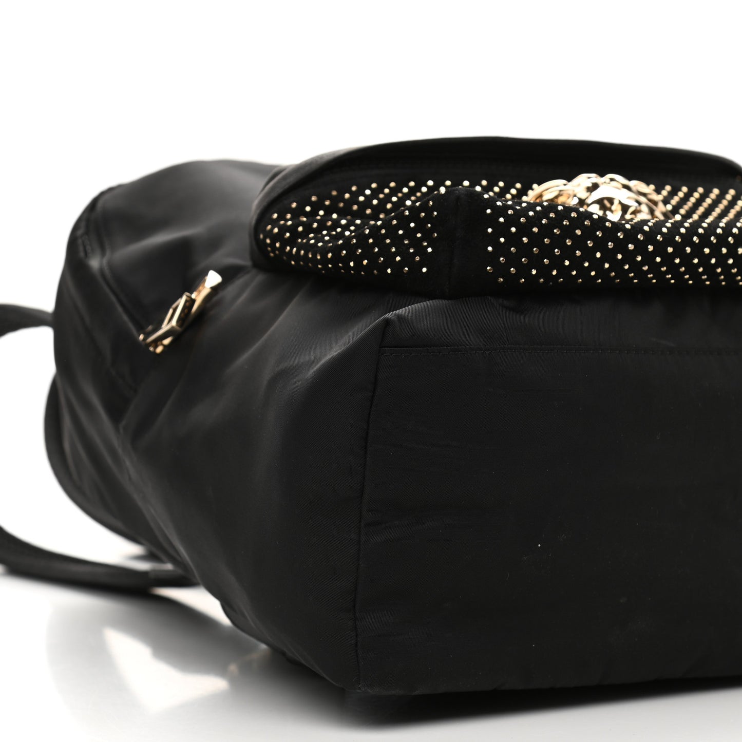 Nylon Goatskin Studded Palazzo Medusa Backpack Black