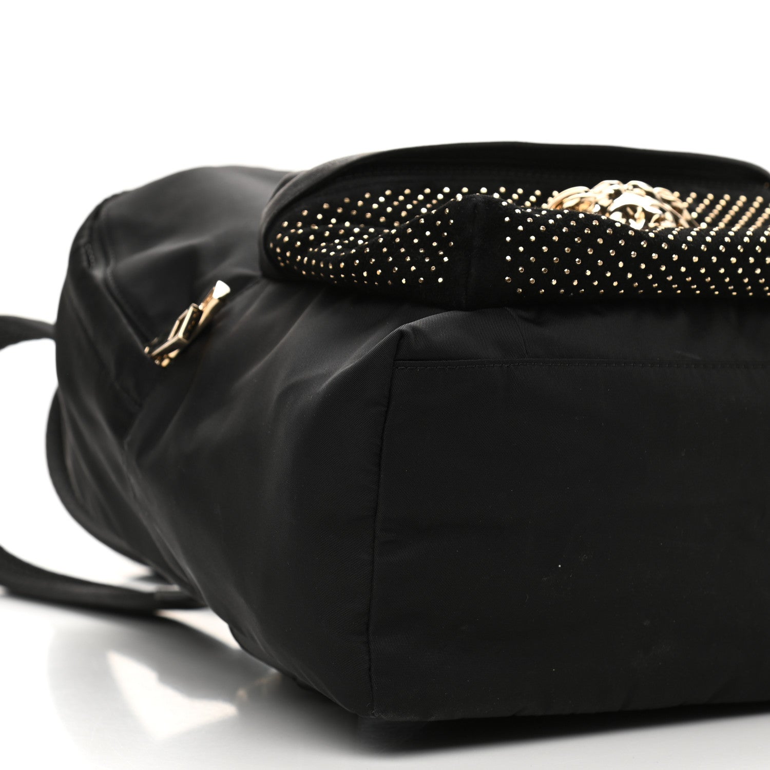 Versace Nylon Goatskin Studded Palazzo Medusa Backpack Black 9 of 11