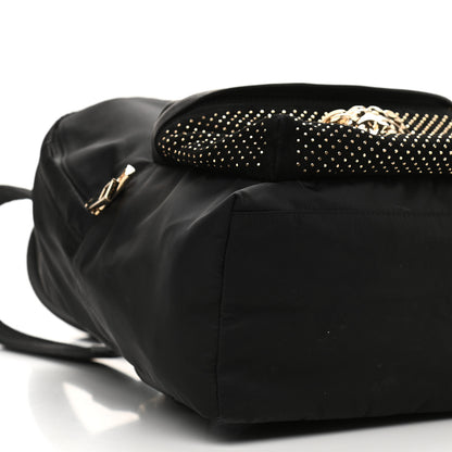 Versace Nylon Goatskin Studded Palazzo Medusa Backpack Black 9 of 11