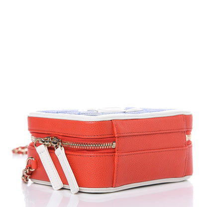 Chanel Caviar Quilted Small CC Filigree Vanity Case Blue White Red 4 of 8