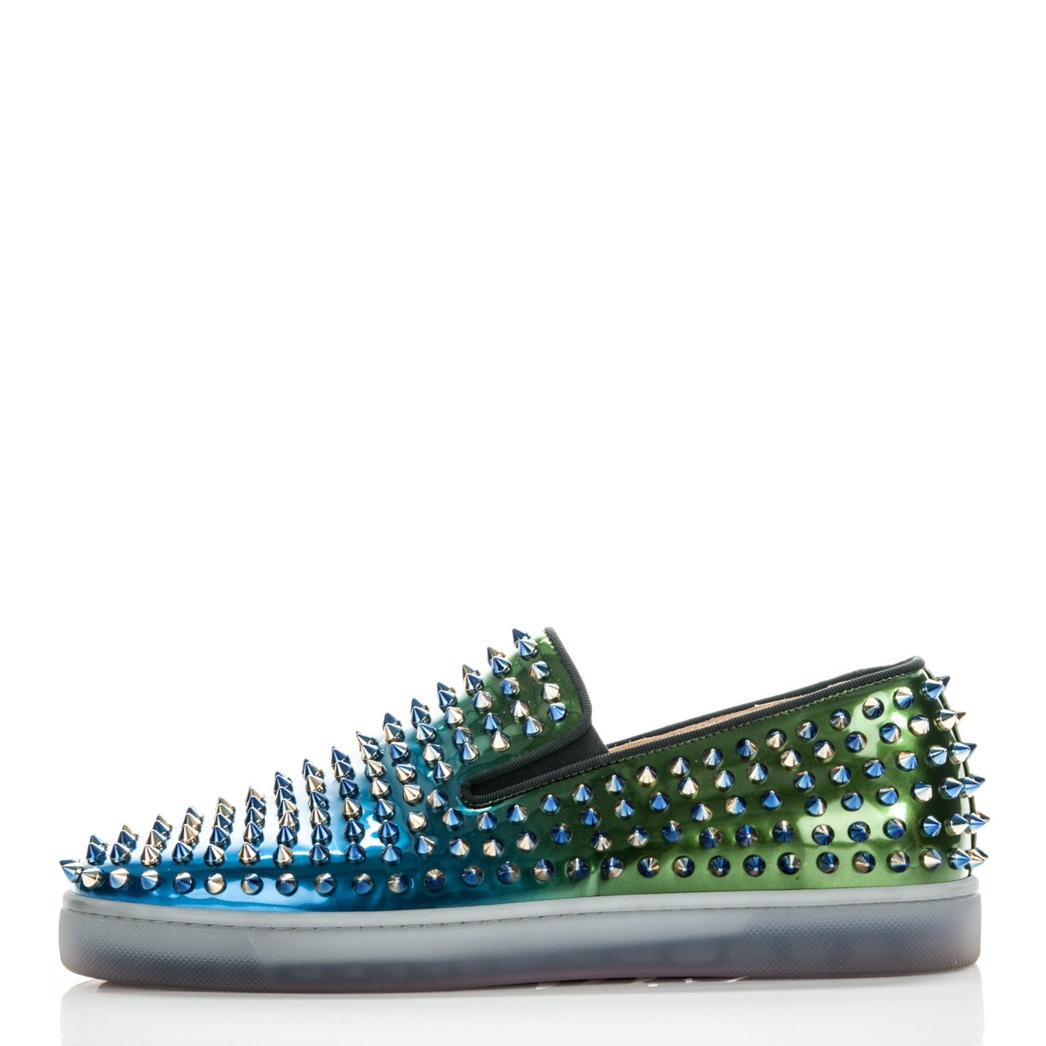 Christian Louboutin Patent Scarabe Spikes Mens Roller Boat Flats 41 Amazon Ocean 1 of 8