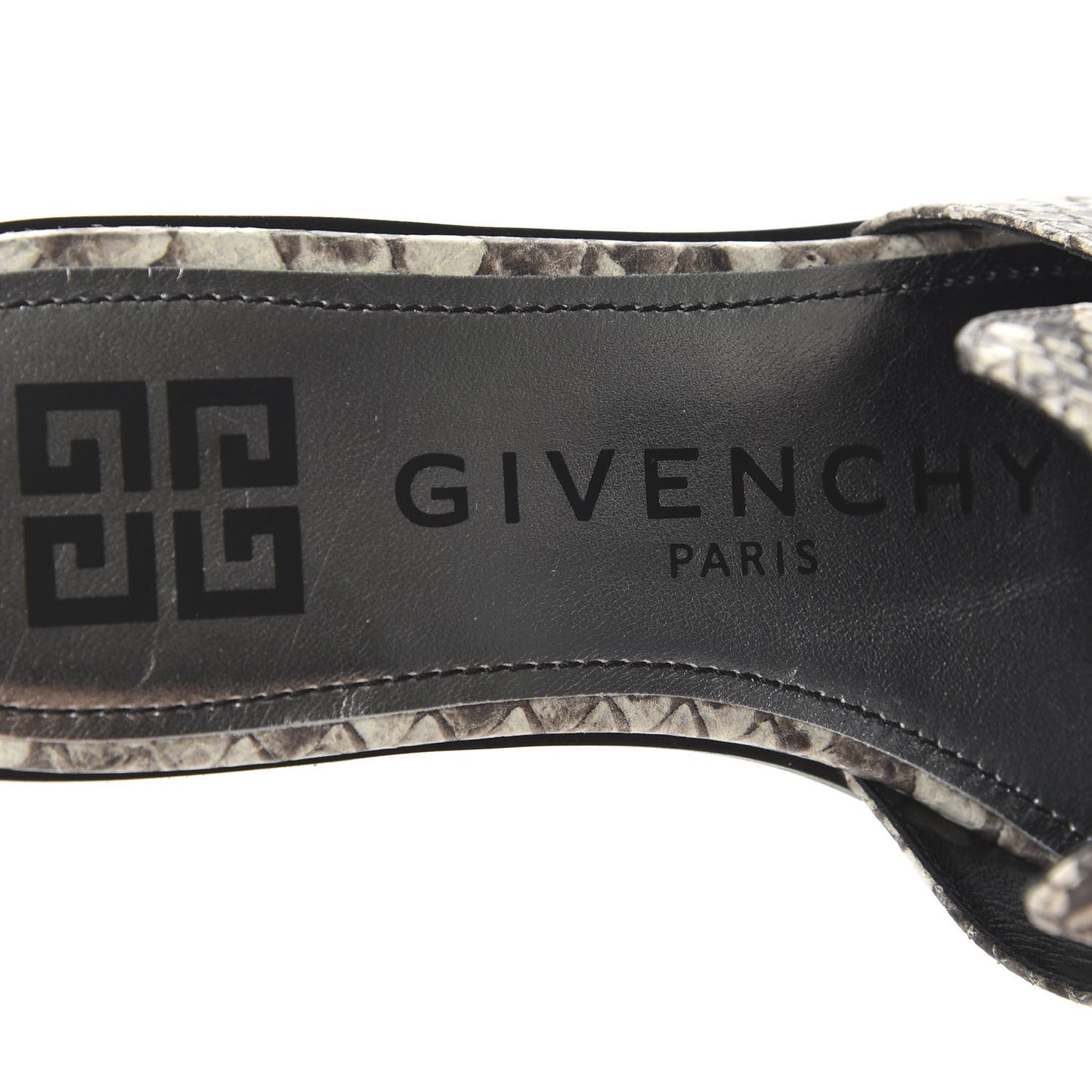 Calfskin Python Print 4G Flat Sandals 35.5 Stone Grey